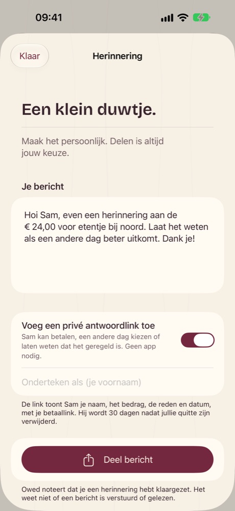 Een vriendelijke herinnering klaar om te sturen